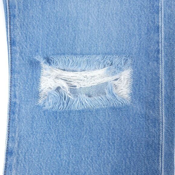 LEVIS Premium Wedgie Straight Distressed Knee Raw Hem Ankle Crop Jeans 24 x 26 - Picture 4 of 11